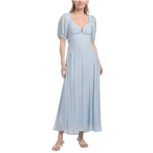 HUNTER & BROWN Basque Waist Puff Sleeve Dress